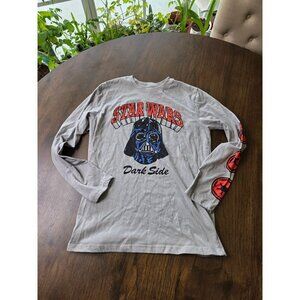 Star Wars Darth Vader Dark Side Long Sleeve Shirt XL 14/16 Mad Engine Gray Cotto